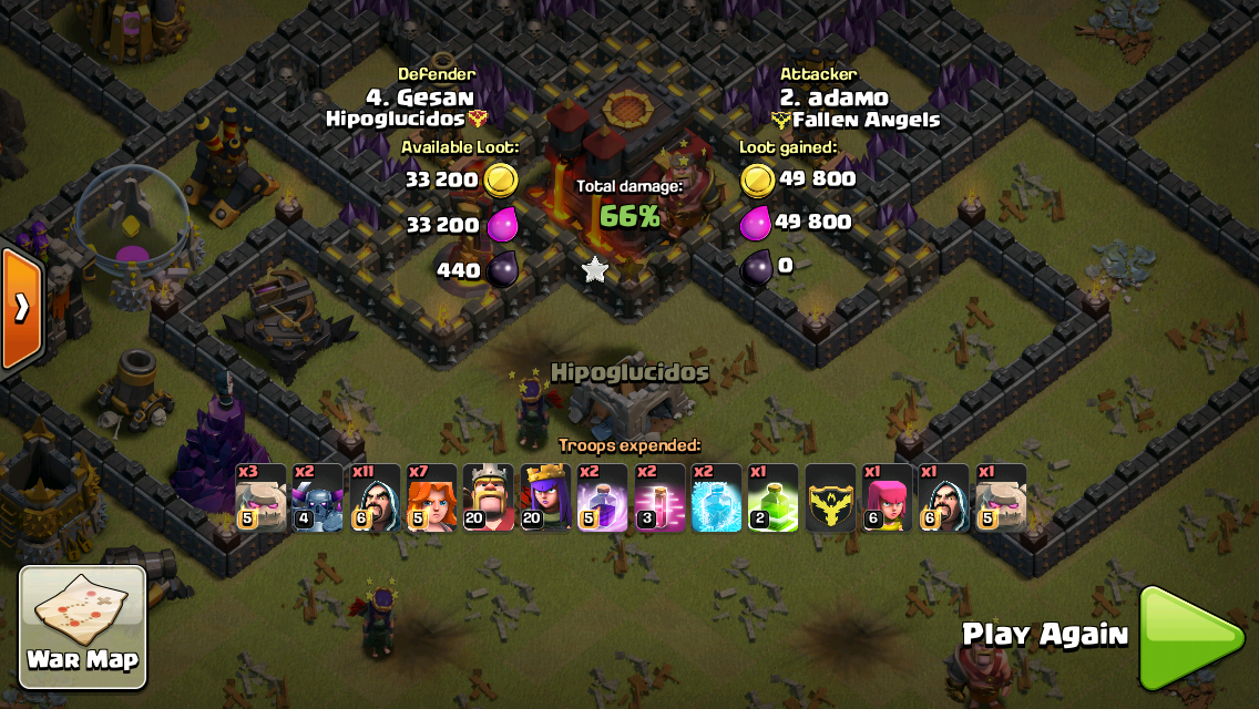 Clan war result screenshot